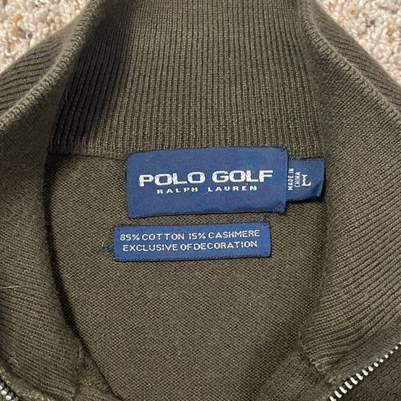 Ralph Lauren Polo Golf Green Cashmere Blend 1/4 Zip Sweater Large - Picture 4 of 6